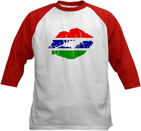 Cafepress Gambia Flag Country Native Ancestball Jersey Kids Cotton Baseball Jersey ، 3/4 Raglan Sleeve Shirt in Saudi Arabia