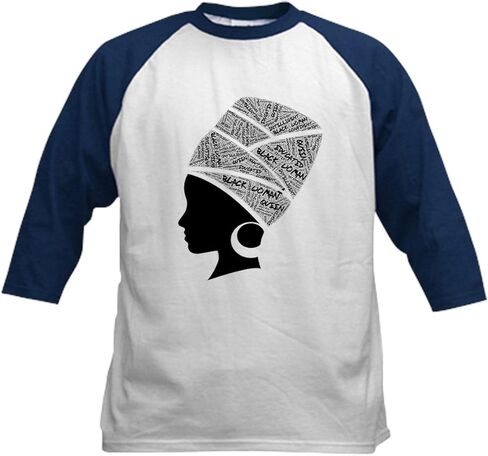 CafePress Artistic Black Woman Stylish Melan Baseball Jersey Kids Cotton Baseball Jersey, 3/4 Raglan Sleeve Shirt in Saudi Arabia