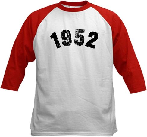 CafePress 1952 Year Vintage Baseball Jersey Kids Cotton Baseball Jersey, 3/4 Raglan Sleeve Shirt in Saudi Arabia