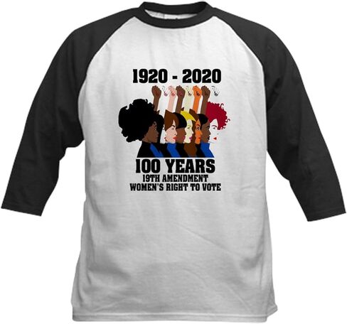 CafePress 19Th Amendment Anniversary 100 Yea Baseball Jersey Kids Cotton Baseball Jersey, 3/4 Raglan Sleeve Shirt in Saudi Arabia