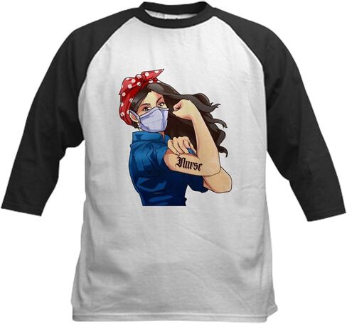 CafePress Women's Nurse Appreciation GIF Baseball Jersey Kids Cotton Baseball Jersey, 3/4 Raglan Sleeve Shirt in Saudi Arabia