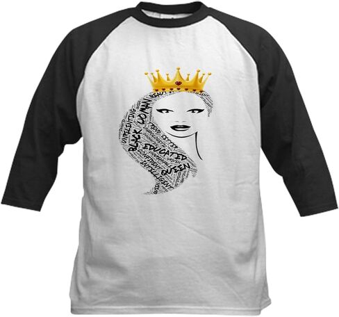 CafePress Artistic Black Woman Melanin Pride Baseball Jersey Kids Cotton Baseball Jersey, 3/4 Raglan Sleeve Shirt in Saudi Arabia
