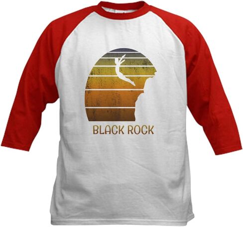 CafePress Cool Black Rock Kaanapali Beach Ma Baseball Jersey Kids Cotton Baseball Jersey, 3/4 Raglan Sleeve Shirt in Saudi Arabia