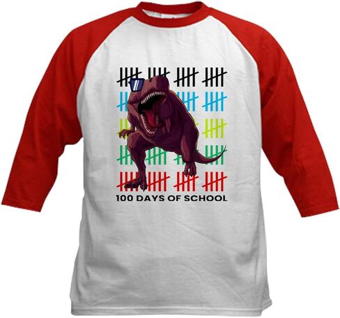 CafePress 100Th Day of School Achievement De Baseball Jersey Kids Cotton Baseball Jersey, 3/4 Raglan Sleeve Shirt in Kuwait