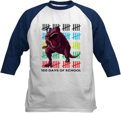 CafePress 100Th Day of School Achievement De Baseball Jersey Kids Cotton Baseball Jersey, 3/4 Raglan Sleeve Shirt in Kuwait