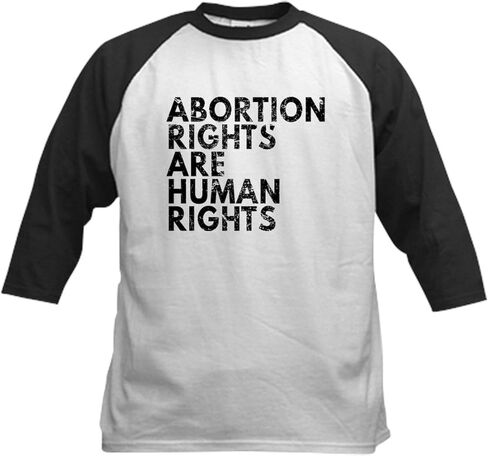 حقوق الإجهاض Cafepress هي حقوق الإنسان P بيسبول جيرسي كيدز بيسبول جيرسي ، 3/4 قميص راجلان. in Kuwait
