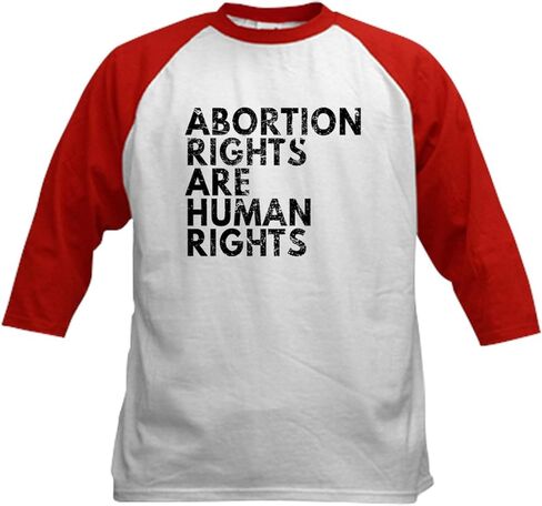حقوق الإجهاض Cafepress هي حقوق الإنسان P بيسبول جيرسي كيدز بيسبول جيرسي ، 3/4 قميص راجلان. in Kuwait