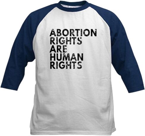 حقوق الإجهاض Cafepress هي حقوق الإنسان P بيسبول جيرسي كيدز بيسبول جيرسي ، 3/4 قميص راجلان. in Kuwait