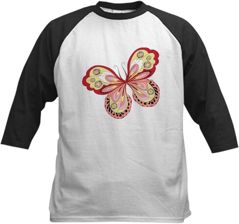 Cafepress Abstract Retro Pattern Lotte Butball Jersey Kids Cotton Baseball Jersey ، 3/4 Raglan Sleeve Shirt in Saudi Arabia