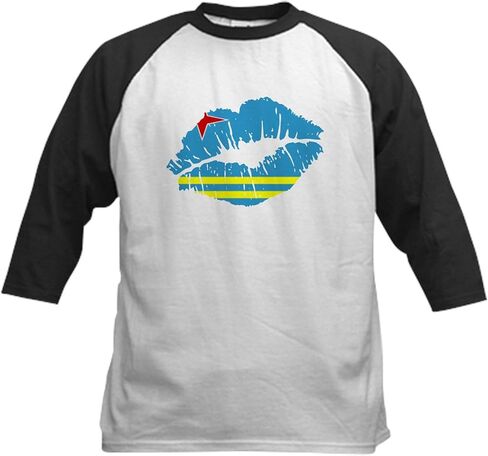 Cafepress Aruba Flag Country Country Pracestry Baseball Jersey Kids Cotton Baseball Jersey ، 3/4 Raglan Sleeve Shirt in Saudi Arabia