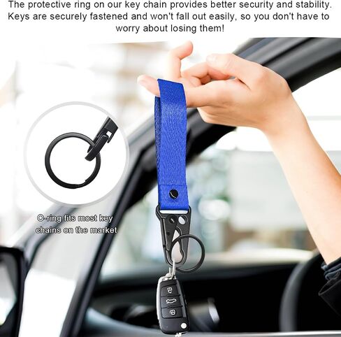 Car Key Chain, Fabric Metal Practical Multifunctional Motorcycle Keychain, Anti-Lost Keychain with O-Ring for Men Women (Fluorescence Green) in Saudi Arabia