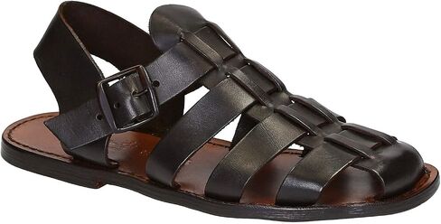 Handmade in Italy Mens Franciscan Sandals in Dark Brown Leather in Saudi Arabia
