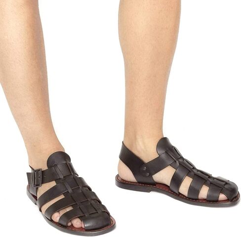 Handmade in Italy Mens Franciscan Sandals in Dark Brown Leather in Saudi Arabia