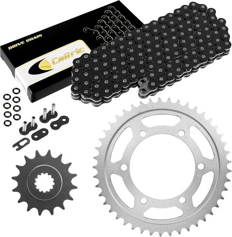 Caltric Black O-Ring Drive Stain و Sprocket Kit متوافقة مع Yamaha R6 YZF-R6 2006 2007 2008 2009 2010-2016 in Kuwait