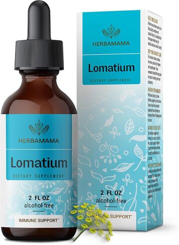 HERBAMAMA Lomatium Tincture - Lomatium Dissectum Extract Vegan Supplement - Respiratory Lung Health Lomatium Root Drops - Alcohol & Sugar-Free Non-GMO, 28-Day Supply in Saudi Arabia