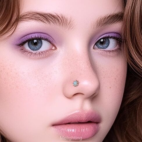 Meiighting 3pcs 20g مجموعة خاتم الأنف على شكل حرف L ، نجم 7 ملم وأزرار أنف القمر ، الفولاذ المقاوم للصدأ 316 لتر مع أوبال أبيض وزركون ، مجوهرات ثقب الأنف السماوية للنساء in Saudi Arabia