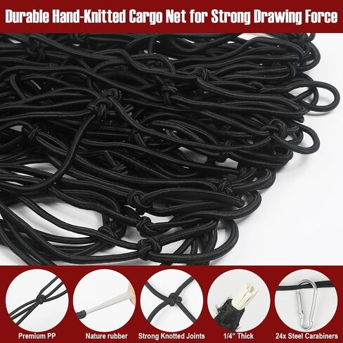2 Pack Cargo Net for Pickup Truck Bed, 4' x 6' Heavy Duty Bungee Mesh, Simple Car Cargo Mesh Organizer with 24 Hooks Suitable for Pickup Truck Bed, SUV, Small Trailer Cargo in Saudi Arabia