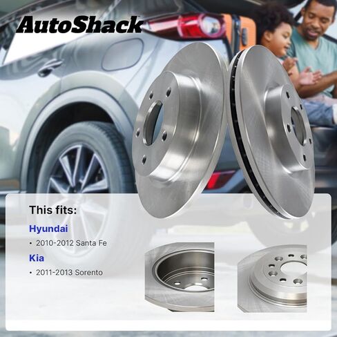 AutoShack Brake Rotors Front Brake Rotor Replacement Kit for 2011-2013 Kia Sorento 2010-2012 Hyundai Santa Fe 2.4L 3.5L V6 AWD FWD R41554PR in Kuwait
