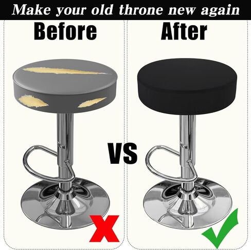 2Pcs Bar Stool Covers Round, Black High Elastic Soft Bar Stool Cushion Covers Circle Washable Slipcovers Fit for Dia 11-19 inches Round Chair Cover for Home Hotel Market in Saudi Arabia
