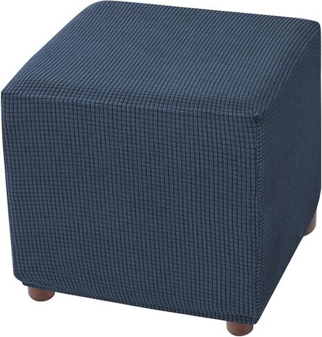 Ottoman Cover Square Storage Ottoman Slipcover Jacquard Stretch Footrest Stool Covers with Elastic Band Cube Storage Stool Ottoman Covers Footstool Sliocovers Protection Navy in Kuwait