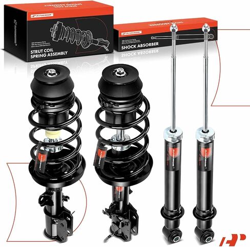 A-Premium Set (4) Front and Rear Shock Absorber and Complete Strut and Coil Spring Assembly Compatible with Saturn LS/LS1/LW1 2000, L100 2001-2002, LW200/L200 2001-2003, L300 2004 in Saudi Arabia