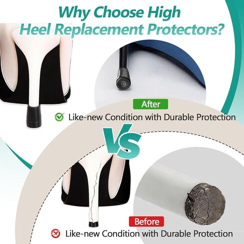 16 Pairs (32 Pcs) High Heel Replacement Protectors - Round High Heel Caps for Women's Shoes, Heel Covers in 2 Colors (Black/Clear) & 4 Sizes (XS/S/M/L), Perfect for Wedding, Party, Outdoor Events in Saudi Arabia
