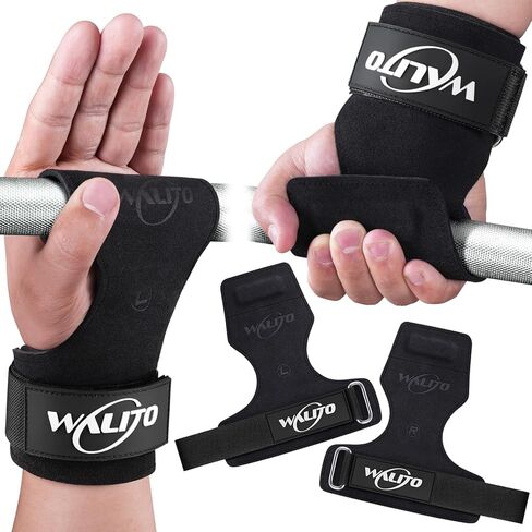 Walito Wrist Straps for Weightlifting - Double Layer Leather Lifting Straps for Gym Deadlift and Powerlifting, with Adjustable Neoprene Padded Wrist Wraps for Men/Women Weight Lifting(Pair) in Kuwait
