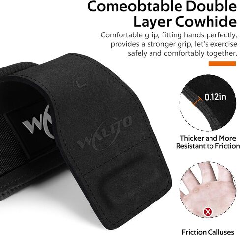 Walito Wrist Straps for Weightlifting - Double Layer Leather Lifting Straps for Gym Deadlift and Powerlifting, with Adjustable Neoprene Padded Wrist Wraps for Men/Women Weight Lifting(Pair) in Kuwait