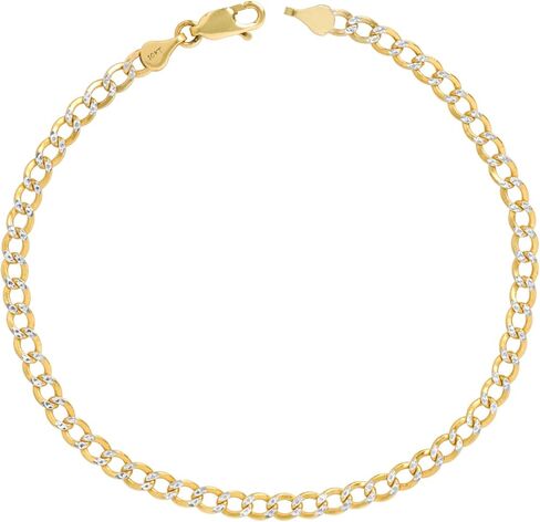 Nuragold 10K REAL GOLD GOLD CUBAN CURB LINK 3.5 مم ماس مقطوع سوار سلسلة الهداف أو الكرز (7 "-9") لهجة المجوهرات الإيطالية للرجال والنساء in Kuwait