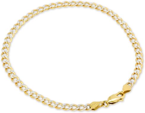 Nuragold 10K REAL GOLD GOLD CUBAN CURB LINK 3.5 مم ماس مقطوع سوار سلسلة الهداف أو الكرز (7 "-9") لهجة المجوهرات الإيطالية للرجال والنساء in Kuwait