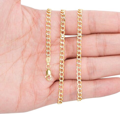 Nuragold 10K REAL GOLD GOLD CUBAN CURB LINK 3.5 مم ماس مقطوع سوار سلسلة الهداف أو الكرز (7 "-9") لهجة المجوهرات الإيطالية للرجال والنساء in Kuwait