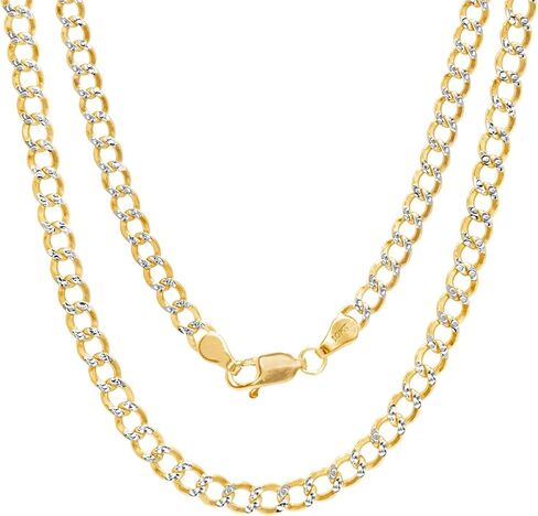 Nuragold 10K REAL GOLD GOLD CUBAN CURB LINK 3.5 مم ماس مقطوع سوار سلسلة الهداف أو الكرز (7 "-9") لهجة المجوهرات الإيطالية للرجال والنساء in Kuwait