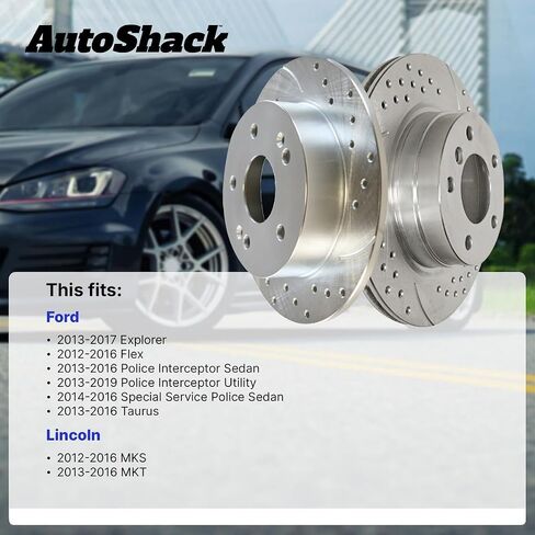 Autoshack زوج من 2 الأمامي حفر ودوران فرامل مزدوجة السائق الفضي والركاب بديل للينكولن MKS MKT FORD FLED PLUSTOR ANTILITY TAURUS 2013-2017 EXPLORER PR680982DSZPR in Kuwait