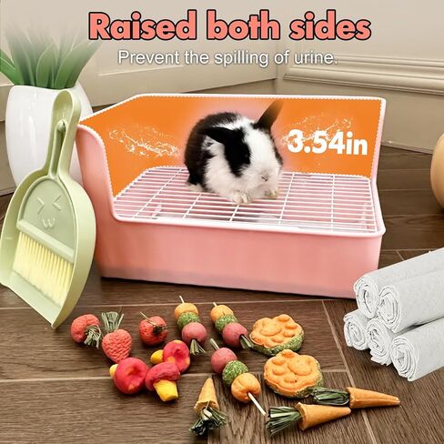 صندوق فضلات أرنب كبير على شكل أرنب، يأتي مع وسائد تبول أرنب، ومرحاض فراش للحيوانات الصغيرة لخنزير غينيا، والنمس، والهامستر، والأرانب (أبيض) in Kuwait