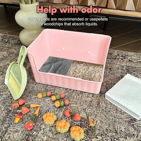 صندوق فضلات أرنب كبير على شكل أرنب، يأتي مع وسائد تبول أرنب، ومرحاض فراش للحيوانات الصغيرة لخنزير غينيا، والنمس، والهامستر، والأرانب (أبيض) in Kuwait