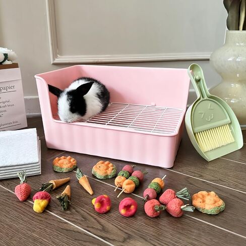 صندوق فضلات أرنب كبير على شكل أرنب، يأتي مع وسائد تبول أرنب، ومرحاض فراش للحيوانات الصغيرة لخنزير غينيا، والنمس، والهامستر، والأرانب (أبيض) in Kuwait