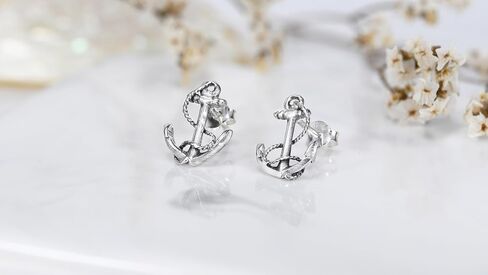 AeraVida Trendy Nautical Rope and Anchor .925 Sterling Silver Dangle Earrings | Casual Sterling Silver Dangle Earring for Women | Jewelry Gift in Saudi Arabia