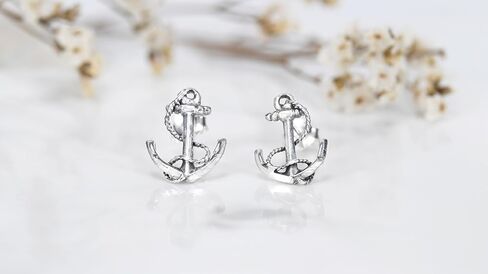 AeraVida Trendy Nautical Rope and Anchor .925 Sterling Silver Dangle Earrings | Casual Sterling Silver Dangle Earring for Women | Jewelry Gift in Saudi Arabia