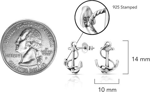 AeraVida Trendy Nautical Rope and Anchor .925 Sterling Silver Dangle Earrings | Casual Sterling Silver Dangle Earring for Women | Jewelry Gift in Saudi Arabia