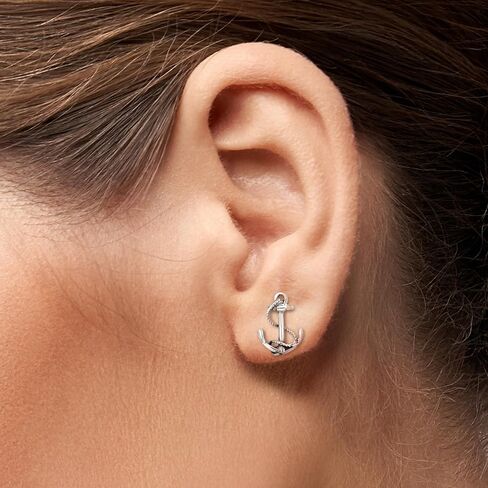 AeraVida Trendy Nautical Rope and Anchor .925 Sterling Silver Dangle Earrings | Casual Sterling Silver Dangle Earring for Women | Jewelry Gift in Saudi Arabia