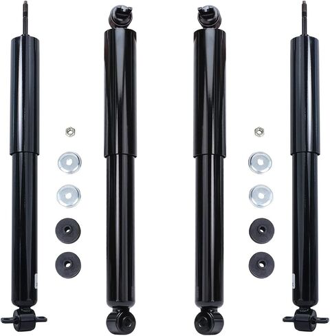 Detroit Axle - Front and Rear Shock Absorbers for 1997-2006 Jeep Wrangler, 4 Complete Shock Absorbers Assembly 1998 1999 2000 2001 2002 2003 2004 2005 Replacement in Saudi Arabia