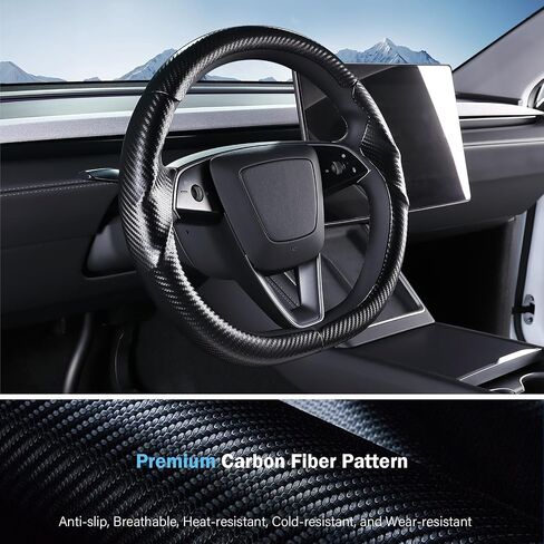 غطاء عجلة القيادة لـ Tesla Model 3 (2017-2023) / Model Y (2020-2024) ، مضاد للانزلاق ، قبضة مريحة ، قابلة للتنفس ، مخصصة لملحقات Tesla Model 3 / Y ، Nappa Black in Kuwait