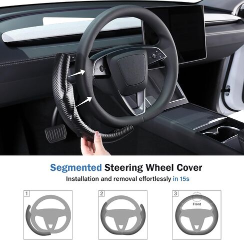 غطاء عجلة القيادة لـ Tesla Model 3 (2017-2023) / Model Y (2020-2024) ، مضاد للانزلاق ، قبضة مريحة ، قابلة للتنفس ، مخصصة لملحقات Tesla Model 3 / Y ، Nappa Black in Kuwait