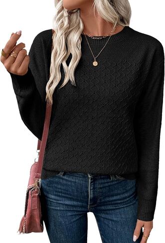 EVALESS Women's Fall Sweater 2025 Casual Long Sleeve Crewneck Knit Pullovers Jumper Tops in Saudi Arabia