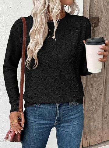 EVALESS Women's Fall Sweater 2025 Casual Long Sleeve Crewneck Knit Pullovers Jumper Tops in Saudi Arabia