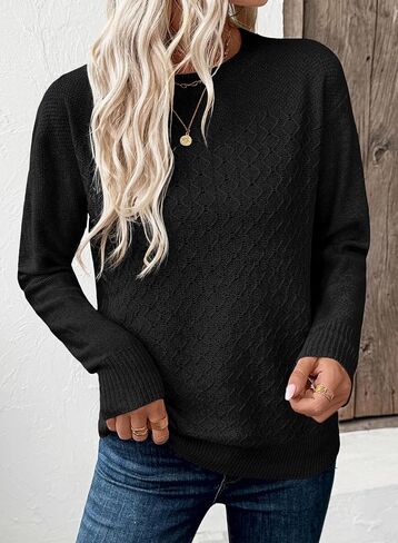EVALESS Women's Fall Sweater 2025 Casual Long Sleeve Crewneck Knit Pullovers Jumper Tops in Saudi Arabia