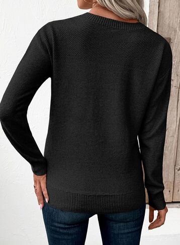 EVALESS Women's Fall Sweater 2025 Casual Long Sleeve Crewneck Knit Pullovers Jumper Tops in Saudi Arabia