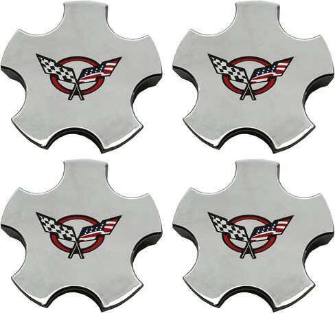 4pcs Custom Wheel Center Caps USA Flag متوافقة مع 2000-2004 Corvette C5 Z06 Center Center Cover Presection (Black) in Kuwait