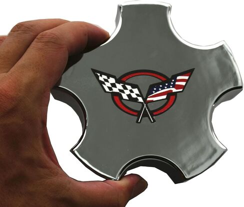 4pcs Custom Wheel Center Caps USA Flag متوافقة مع 2000-2004 Corvette C5 Z06 Center Center Cover Presection (Black) in Kuwait