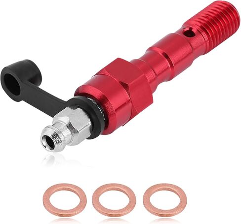 Banjo Bolt ، Universal M10x1.25mm mylinder brake player scliper scliper screw banjo blood blade nipple مع استبدال غطاء الغبار للدراجة النارية (أحمر) in Kuwait
